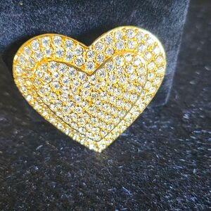Heart brooch Gold and Pave Rhinestone Joan Rivers